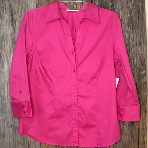 Liz Claiborne Pink Collared Button Up 3/4 Sleeve